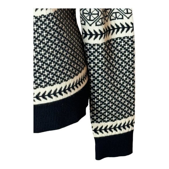Jason Wu Sweater Womens Small Black Ivory Wool Knit Crew Neck Fair Isle Pullover - Picture 7 of 11